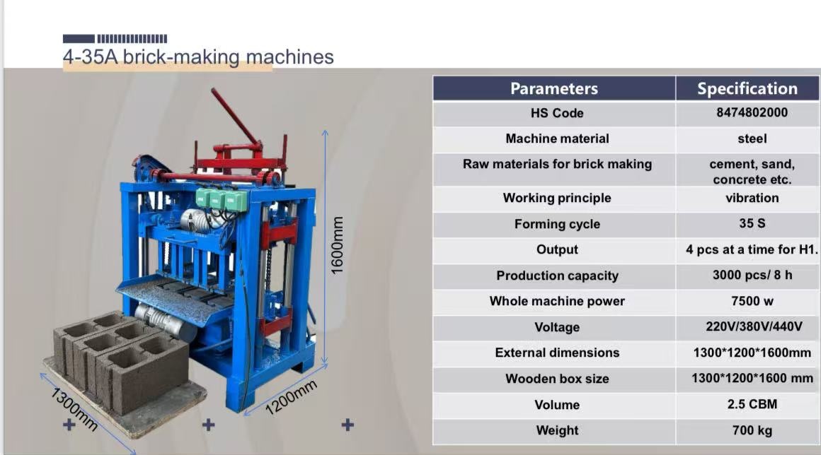 CHUANQI 4-35A brick making machine specifications and capacity